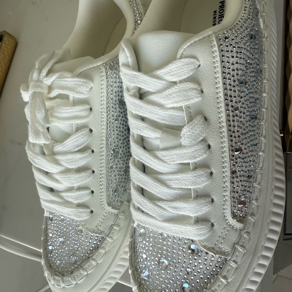 Project Cloud white with Rhinestones Women's Sneakers - Picture 7 of 13